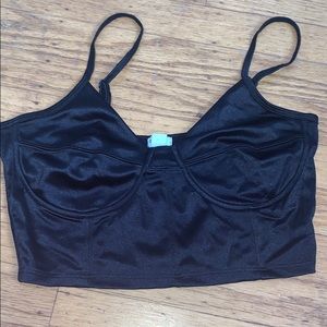 Garage Black Satin Bustier top